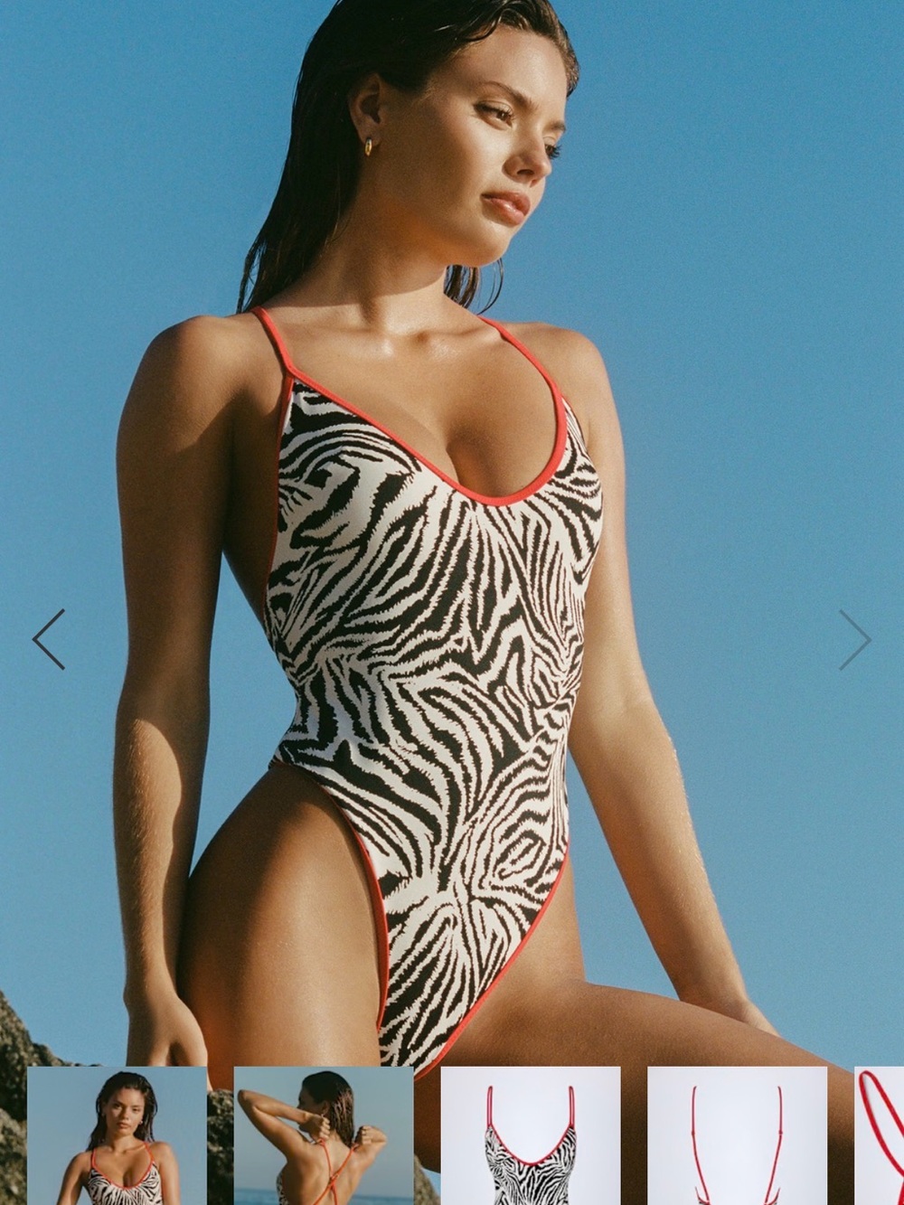 Oh Polly Zebra Print One-Piece Swimsuit with Coral Trim